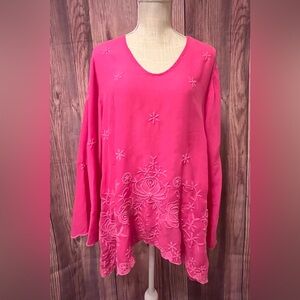 Pink Johnny Was Embroidered Women's Top XL